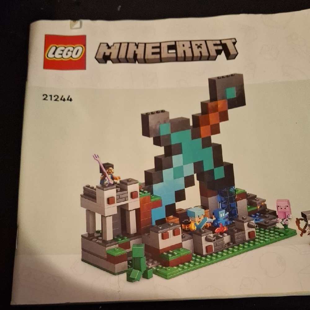 LEGO Minecraft Large Diamond Pickaxe Build - Teal, Black, Brown - Picture 1 of 2